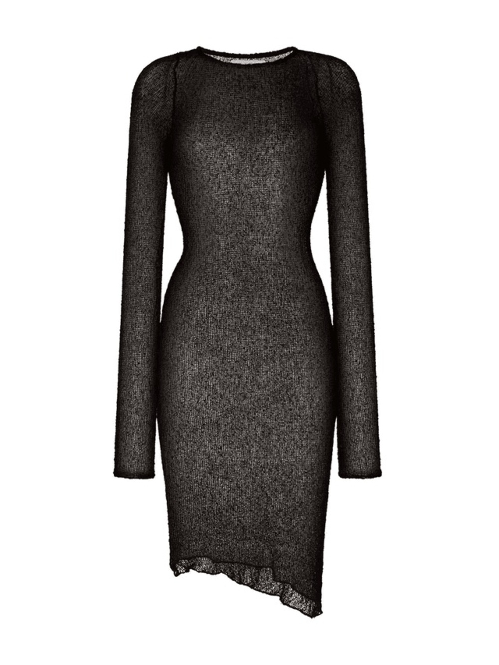 Ambra Maddalena Sheer Knit Mesh Dress Cover Up Black Asymmetrical Hem Size M
